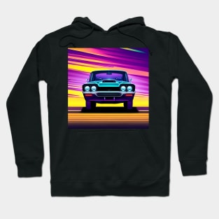 Classic car front with colorfull background Hoodie